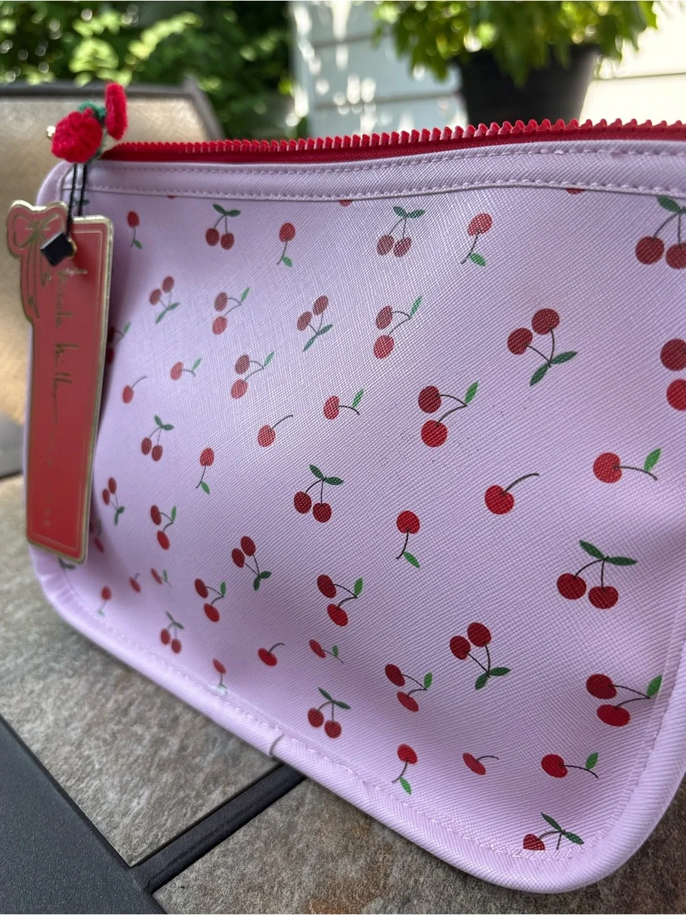 Nicole Miller Cherry Print Lavender Pouch